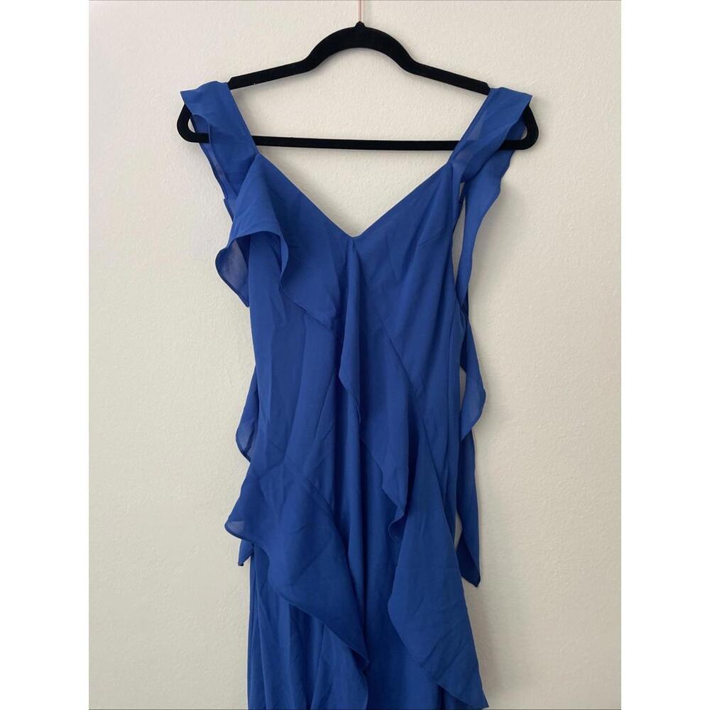 Revolve Amanda Uprichard Cantara Gown Cobalt blue ruffle design S New $277 msrp - Picture 6 of 9